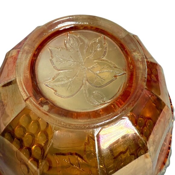 Vintage Marigold Carnival Glass Candy Dish - GRAPES - 6" by 2.5" - Picture 8 of 9